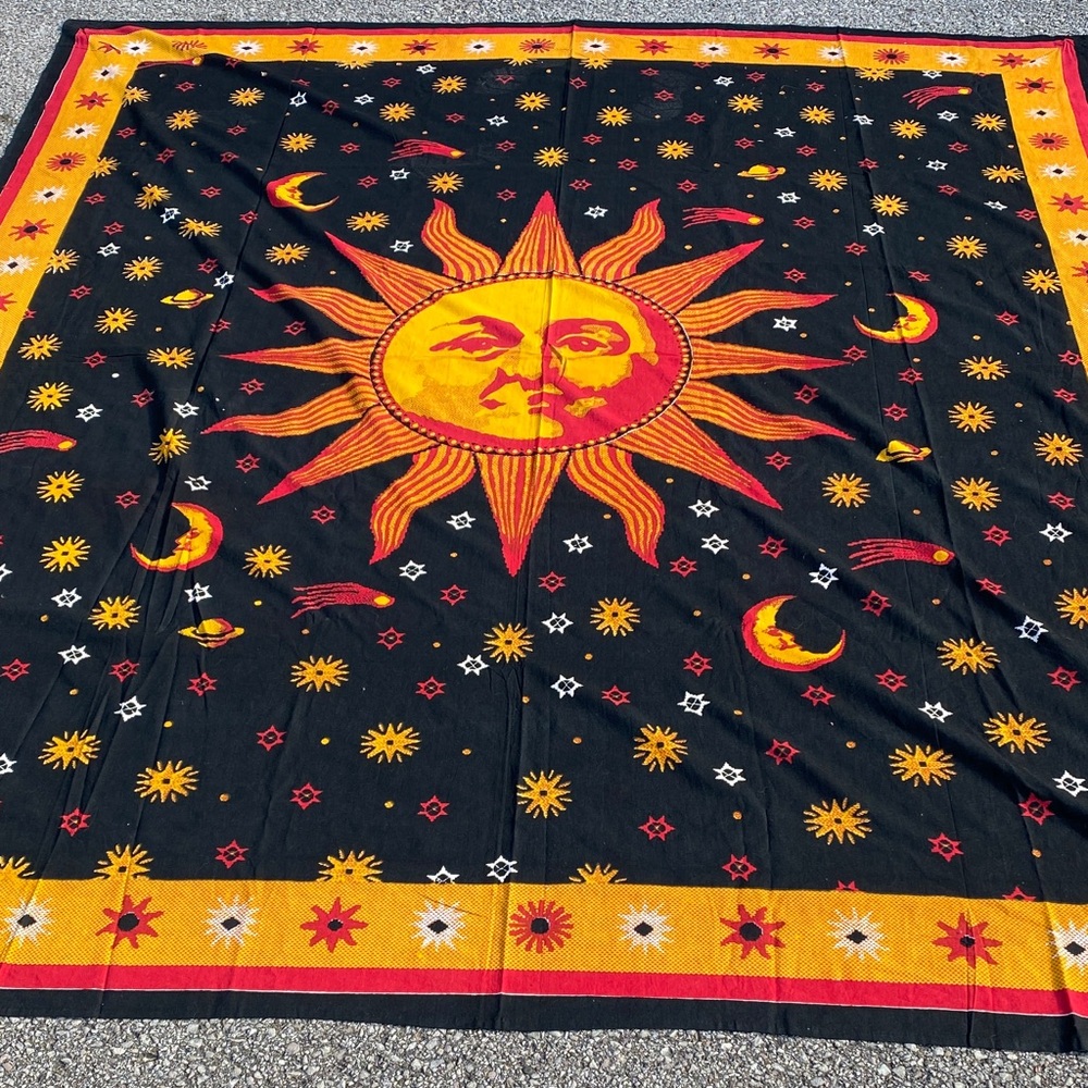 Sun and Moon Black Tapestry